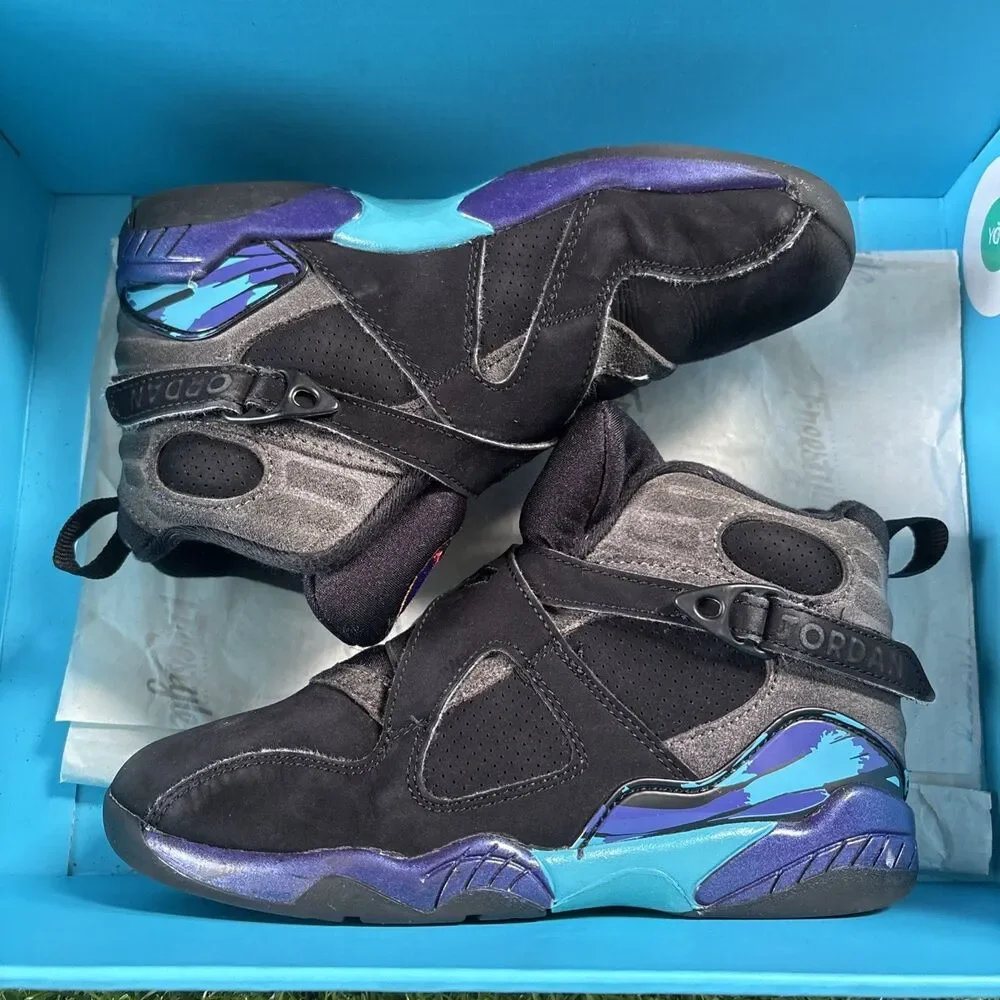 Nike Air Jordan 8 Retro GS Aqua/Black/Purple/Blue Sneaker 305369-006 Size 1Y
